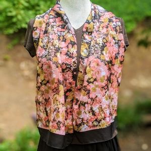 Coral Black & Tan Silky christopher & banks Scarf